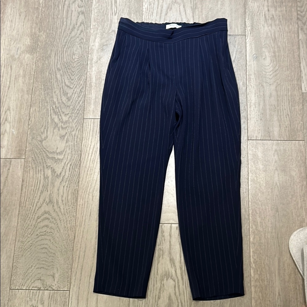 Blue High Waisted Dress Pants with Relaxed Fit